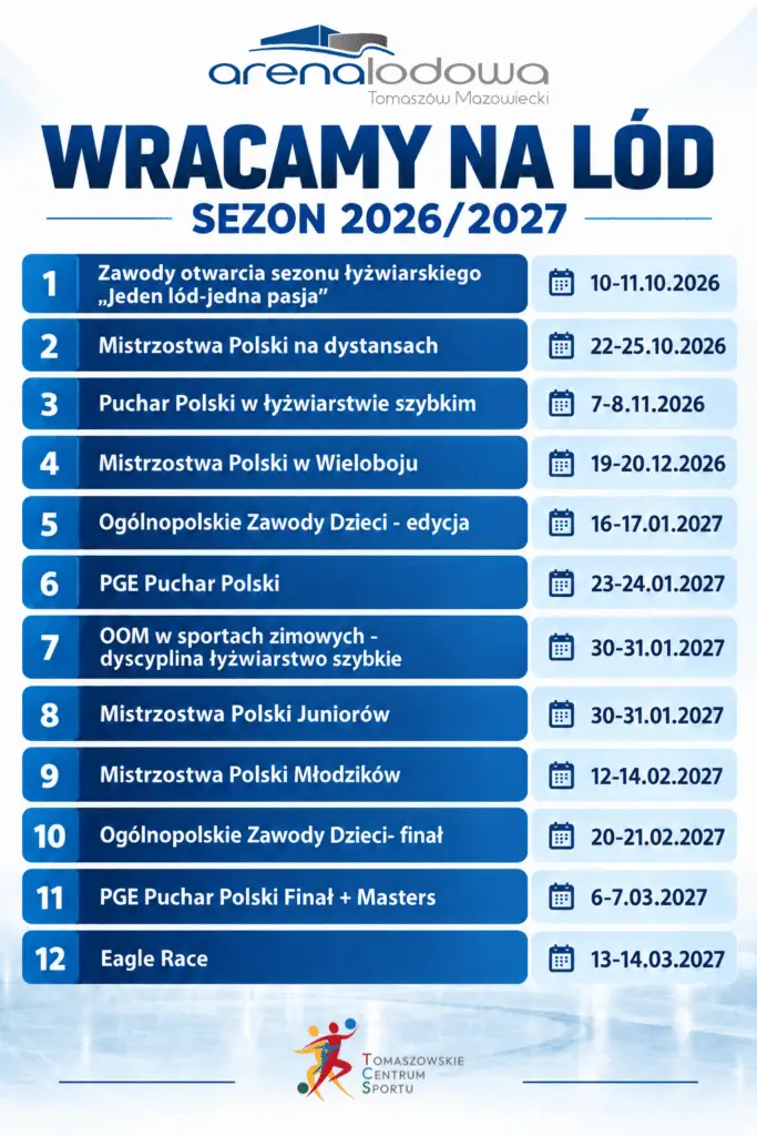 Rozpoczęcie sezonu łyżwiarskiego 2026/2027 w Tomaszowie Mazowieckim