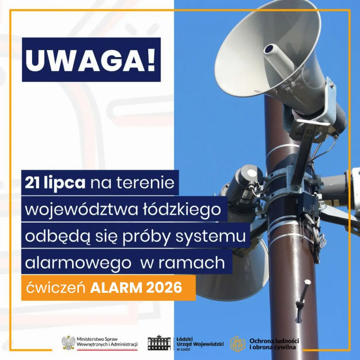 Próby systemu alarmowego w województwie łódzkim zaplanowane na 21 lipca