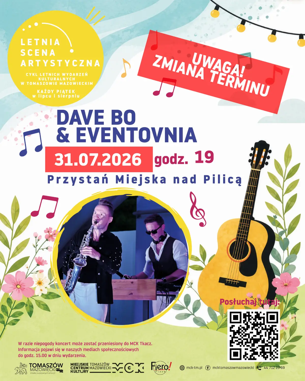 Letnia Scena Artystyczna: Przeniesienie koncertu Dave Bo & Eventovnia